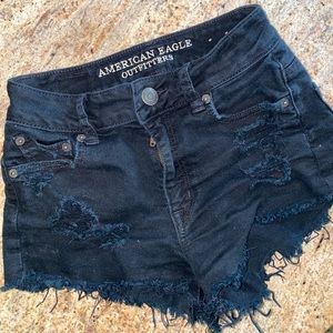 ripped black jean shorts